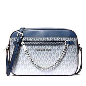 Michael Kors Ombré Navy Signature Logo Large Jet Set Crossbody Bag NWT